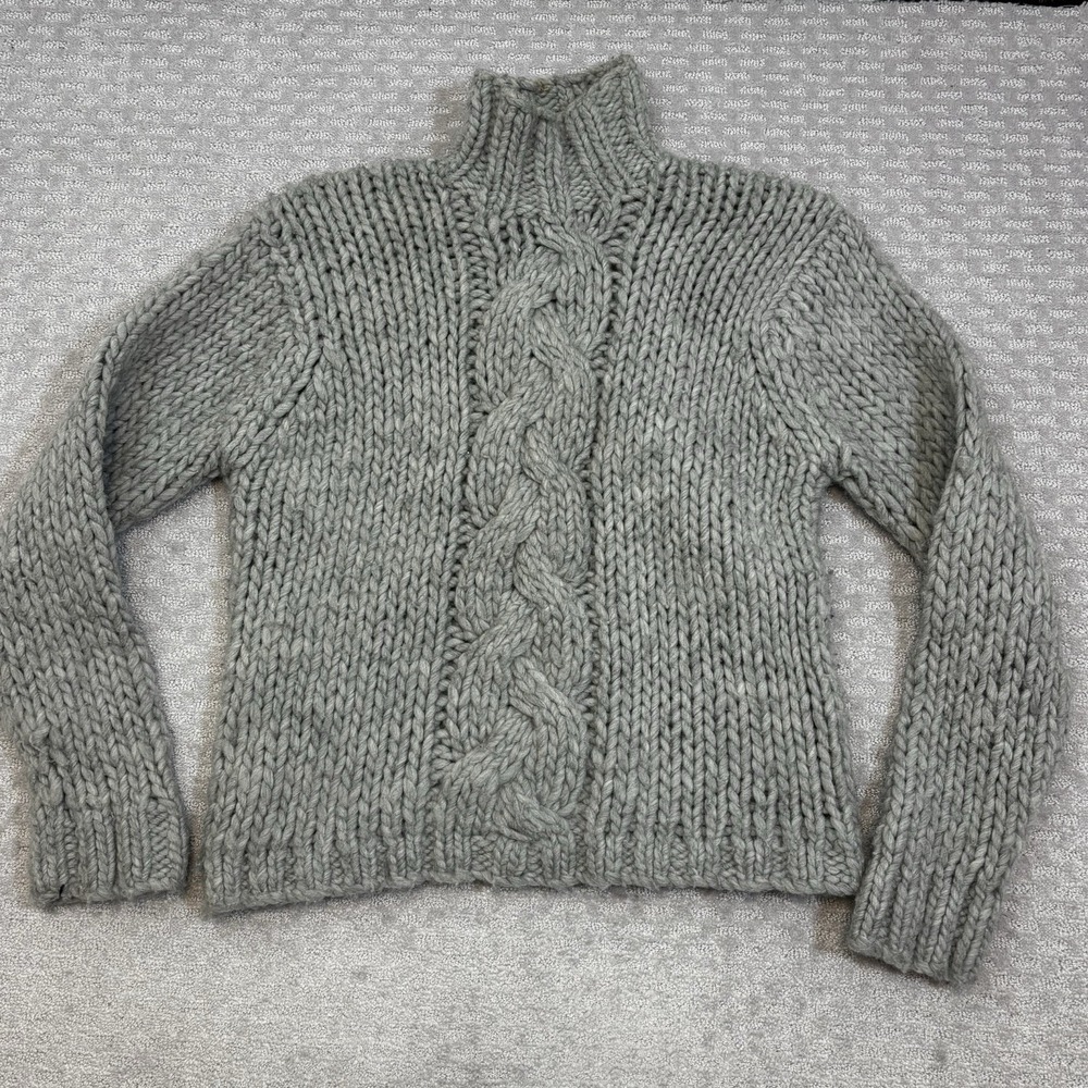 Banana Republic Wool  Sweater Womens XL GREY  Cable Knit Chunky